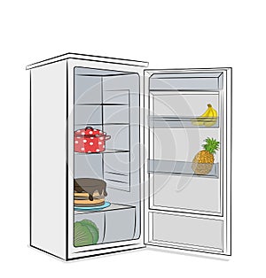 Open fridge. vector illustration .